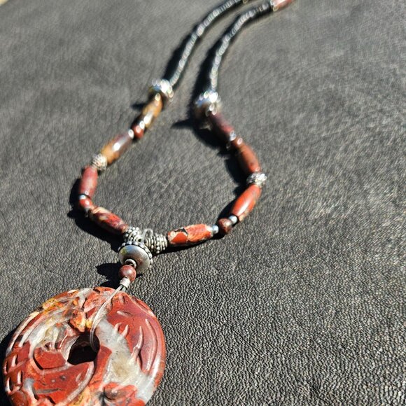 Red Jasper and Sterling Silver Beaded Necklace - Picture 4 of 6